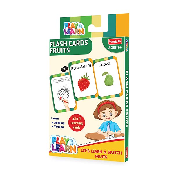 Funskool PL Flash Cards Fruits for 3 Year Old Kids and Above, 21 Pieces