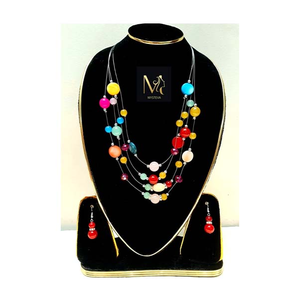 Puti Color Crystal Puti And Stone Work Set, Multi Color