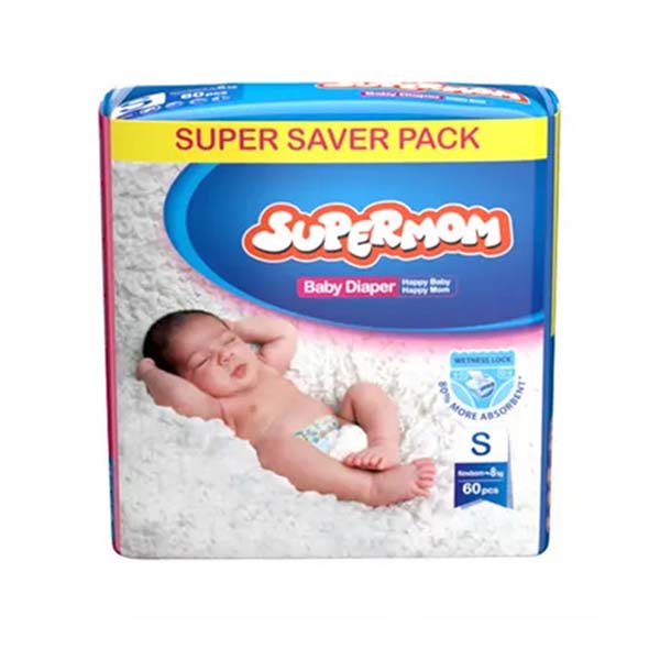 Supermom Baby Diaper Small (08 Kg), Pack of 60 Pcs