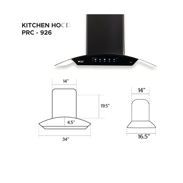 Gazi Smiss Kitchen Hood, PRC926, 180 Watts